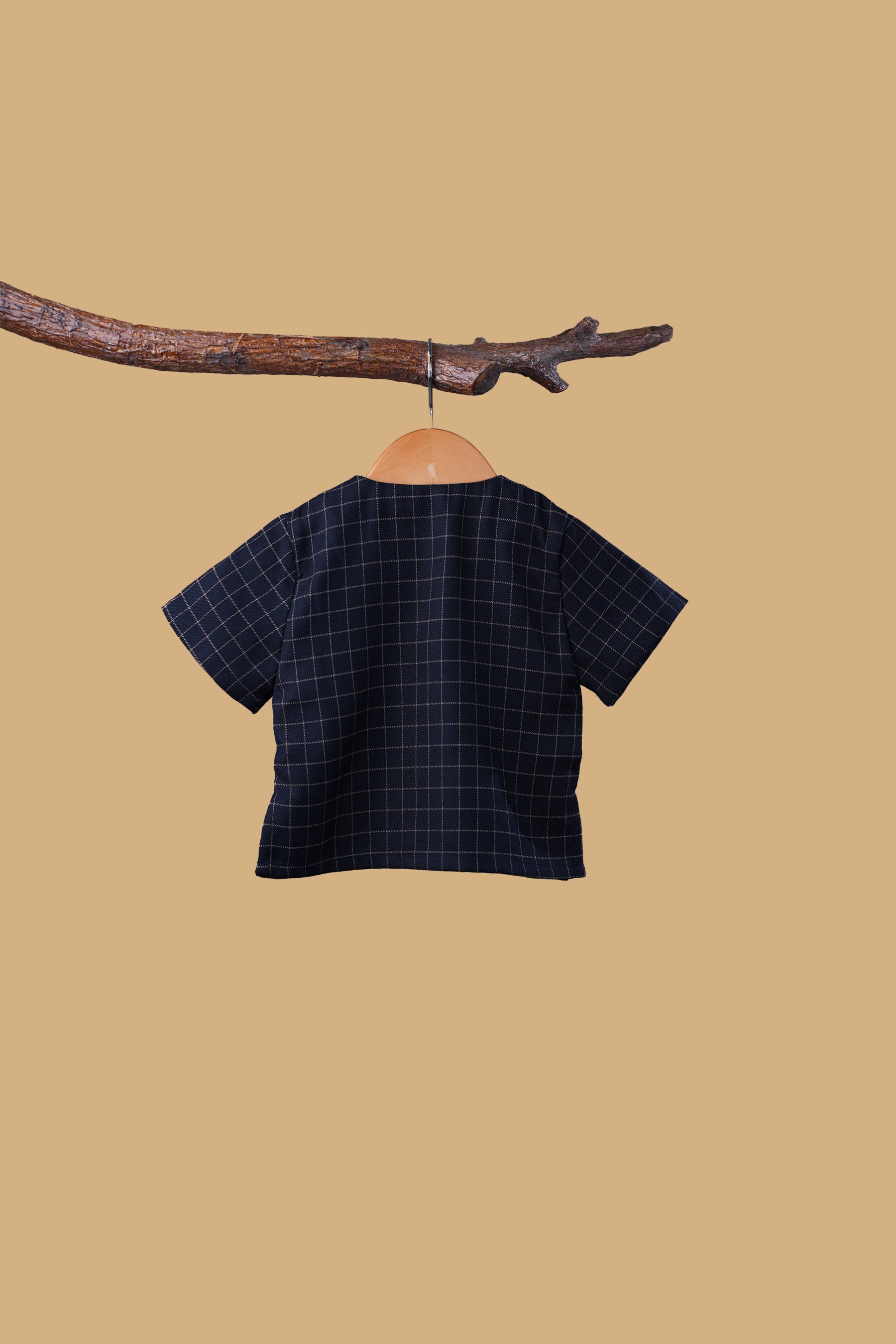 The Nusantara Collection Unisex Baby Top Checked Navy Mustard