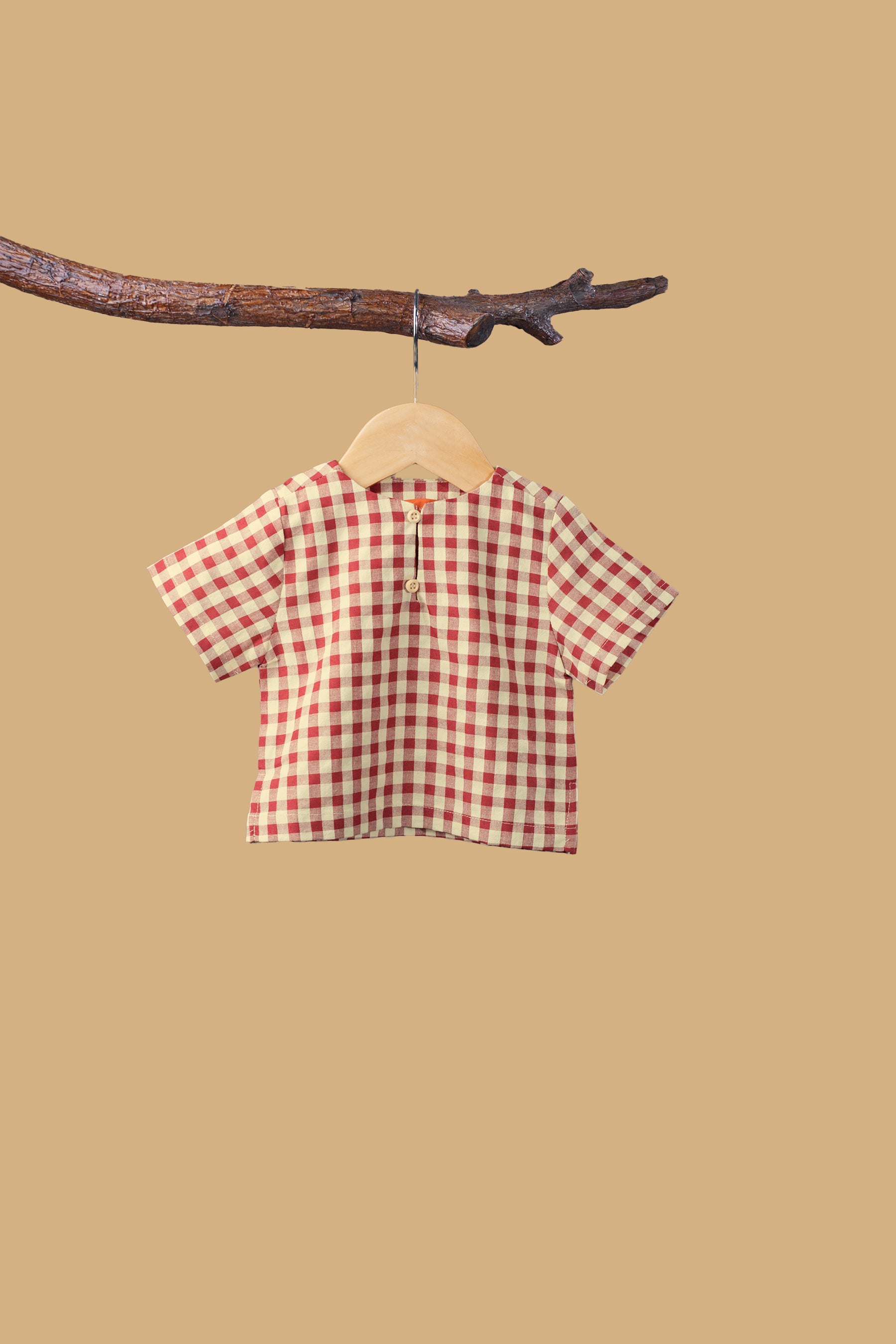 The Nusantara Collection Unisex Baby Top Checked Red