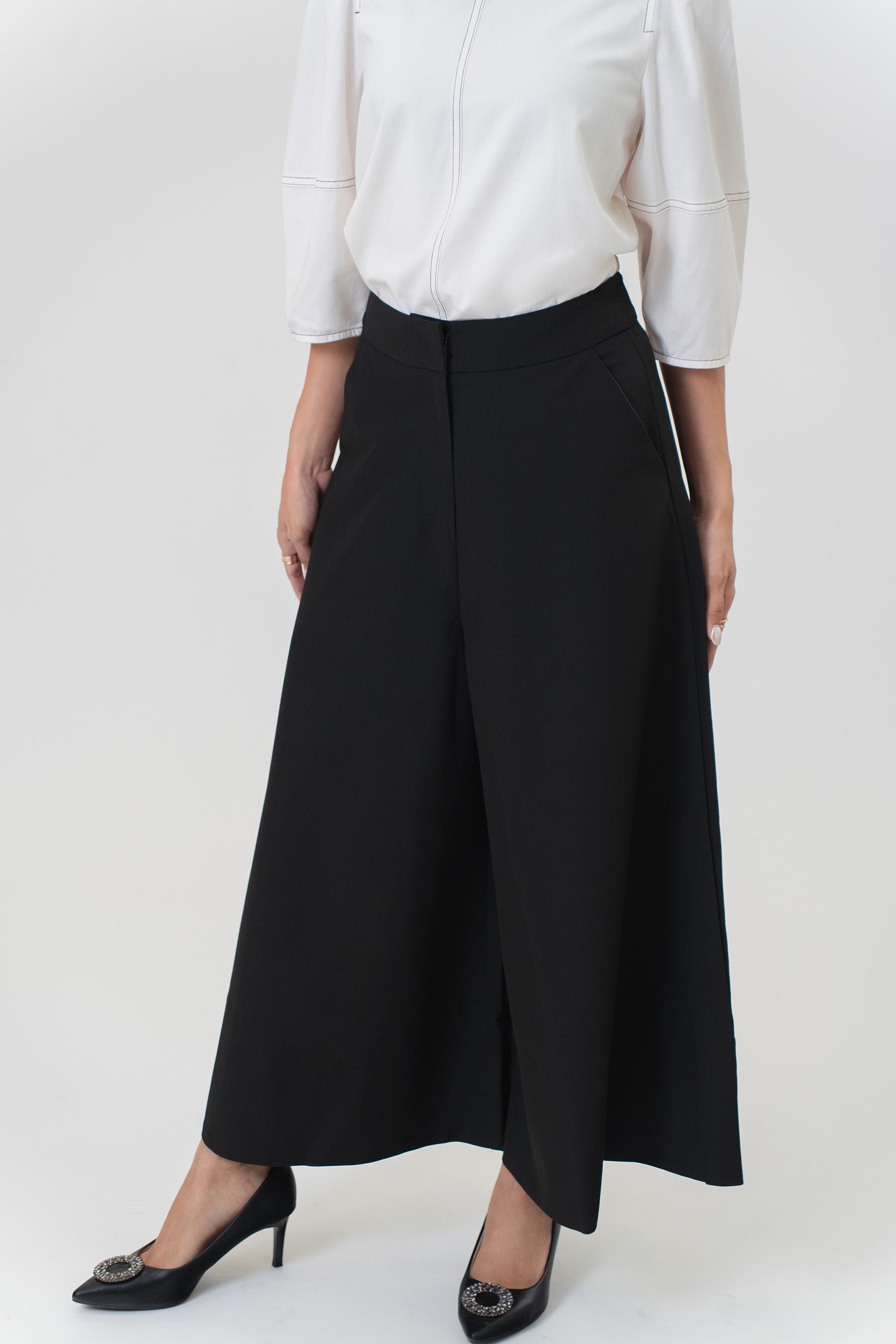 The Office Runway Women Flare Cut Pants Black