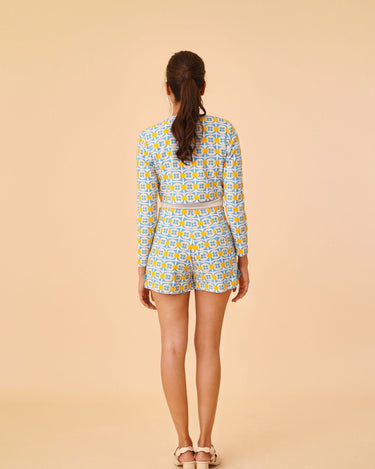 Oriental Slim Fit Top & Shorts with Pulut Print - Umbi