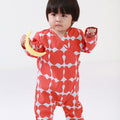 cotton linen printed baby rompers