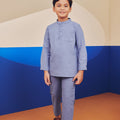 baju raya family sedondon kids boy baju melayu set pigeon blue 