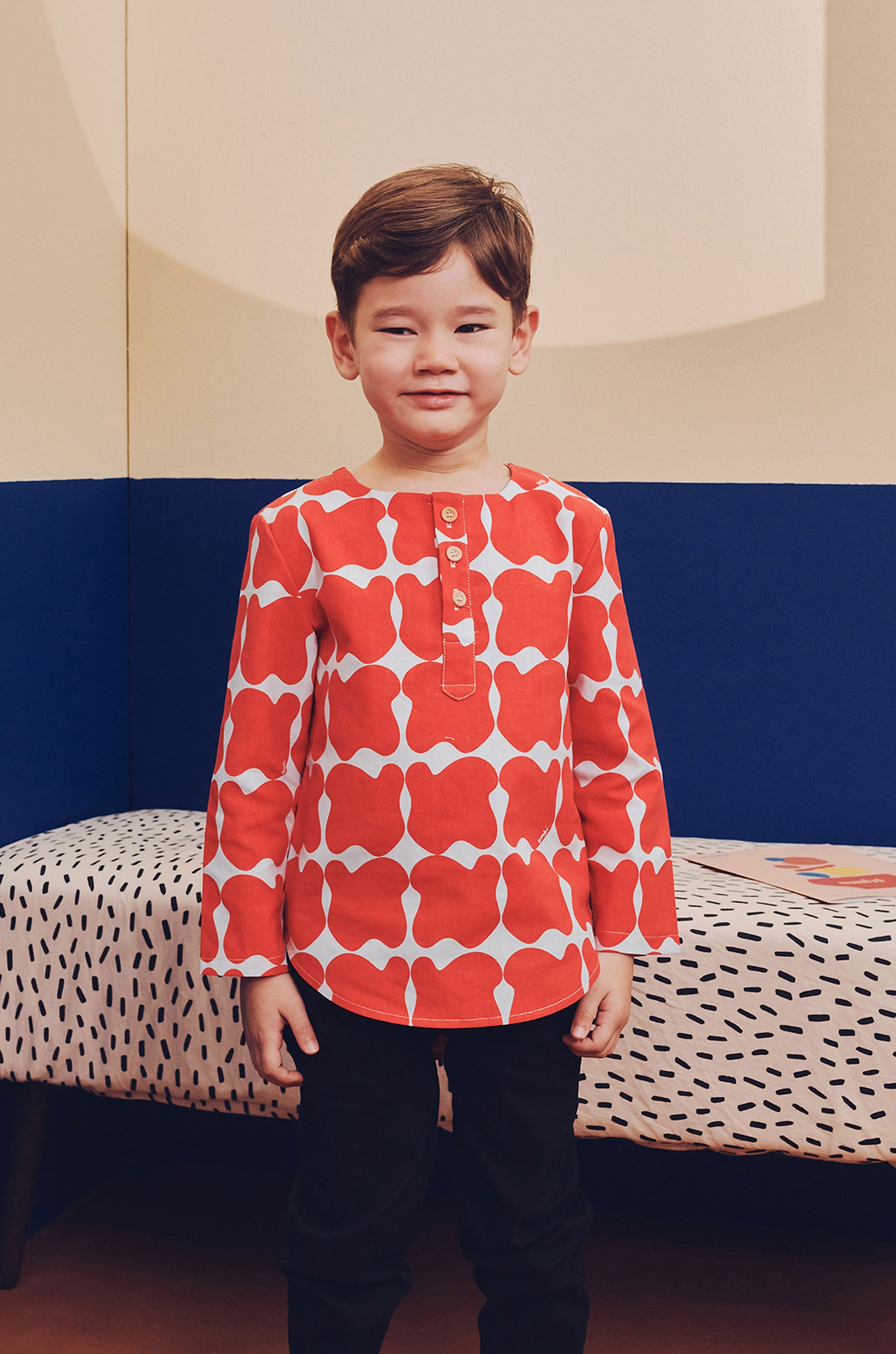 baju raya kids boy kurta top bubblegum print