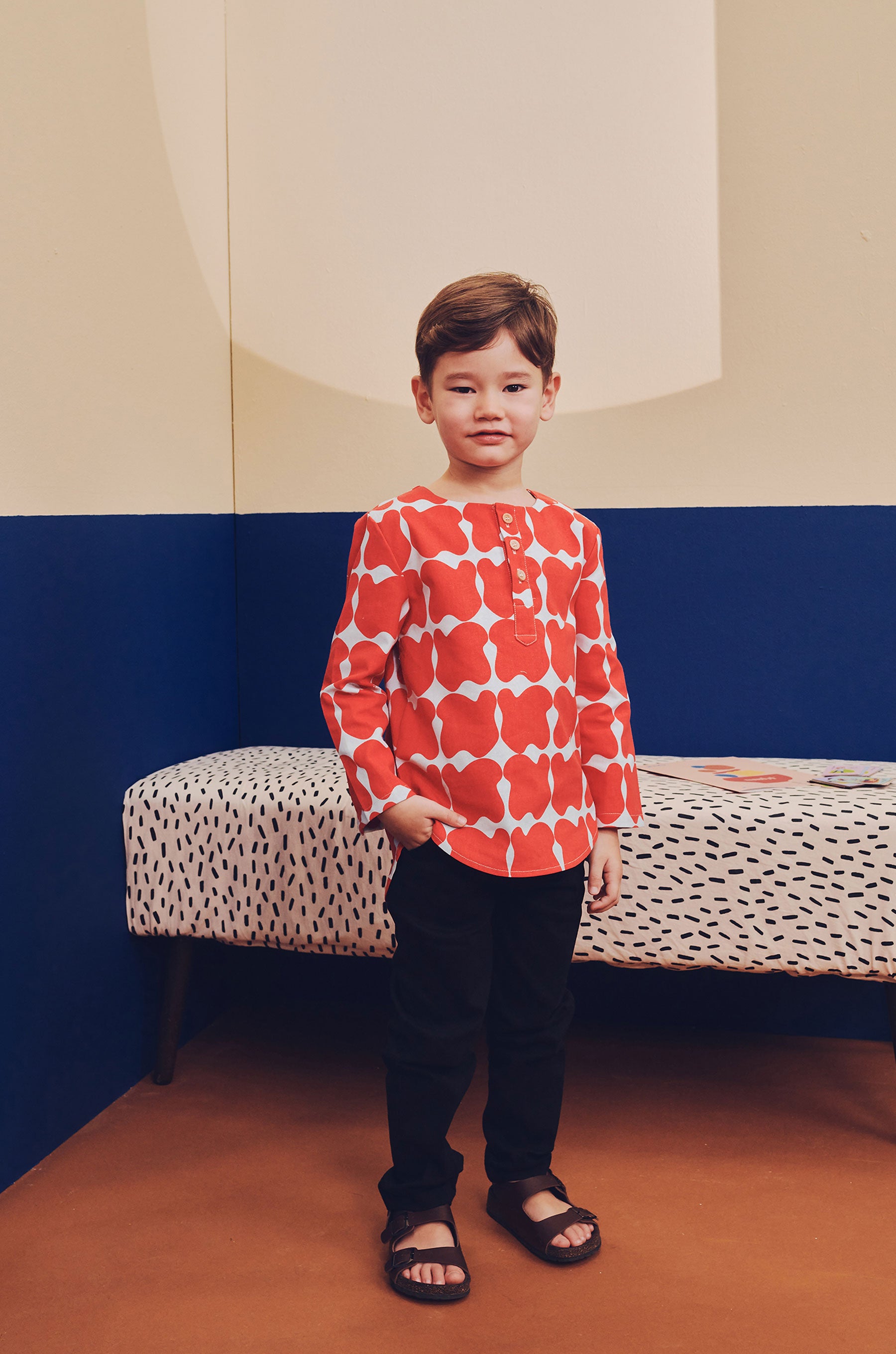 kurta printed red bubblegum cute baju raya kurta for boy