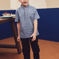 baju raya family sedondon kids boy short sleeves shirt pigeon blue