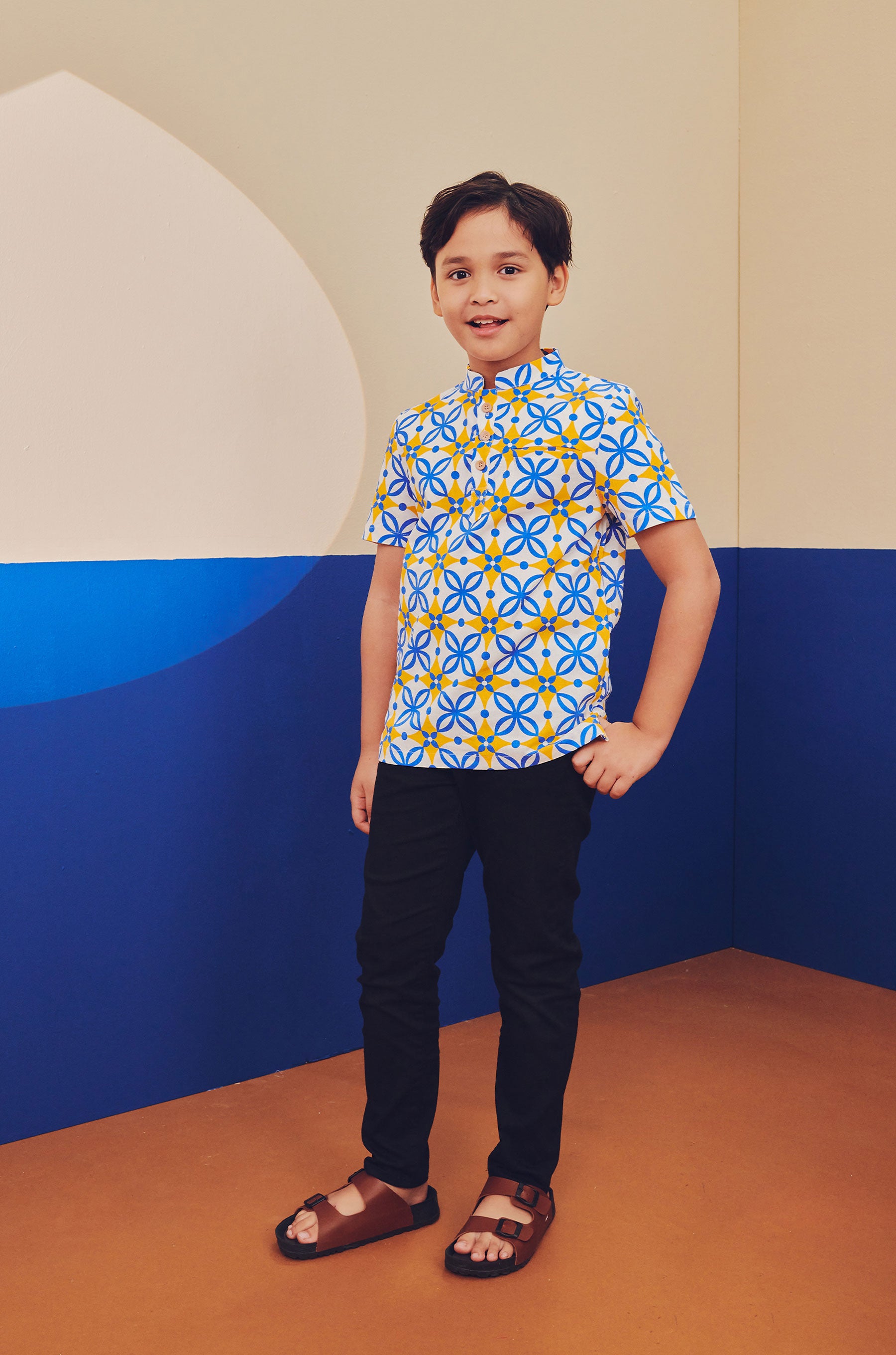 boy top short sleeves button eid kenduri raya event wear