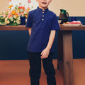 cotton linen boy short sleeves top