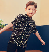 baju raya family sedondon kids boy short sleeves shirt sprinkle print