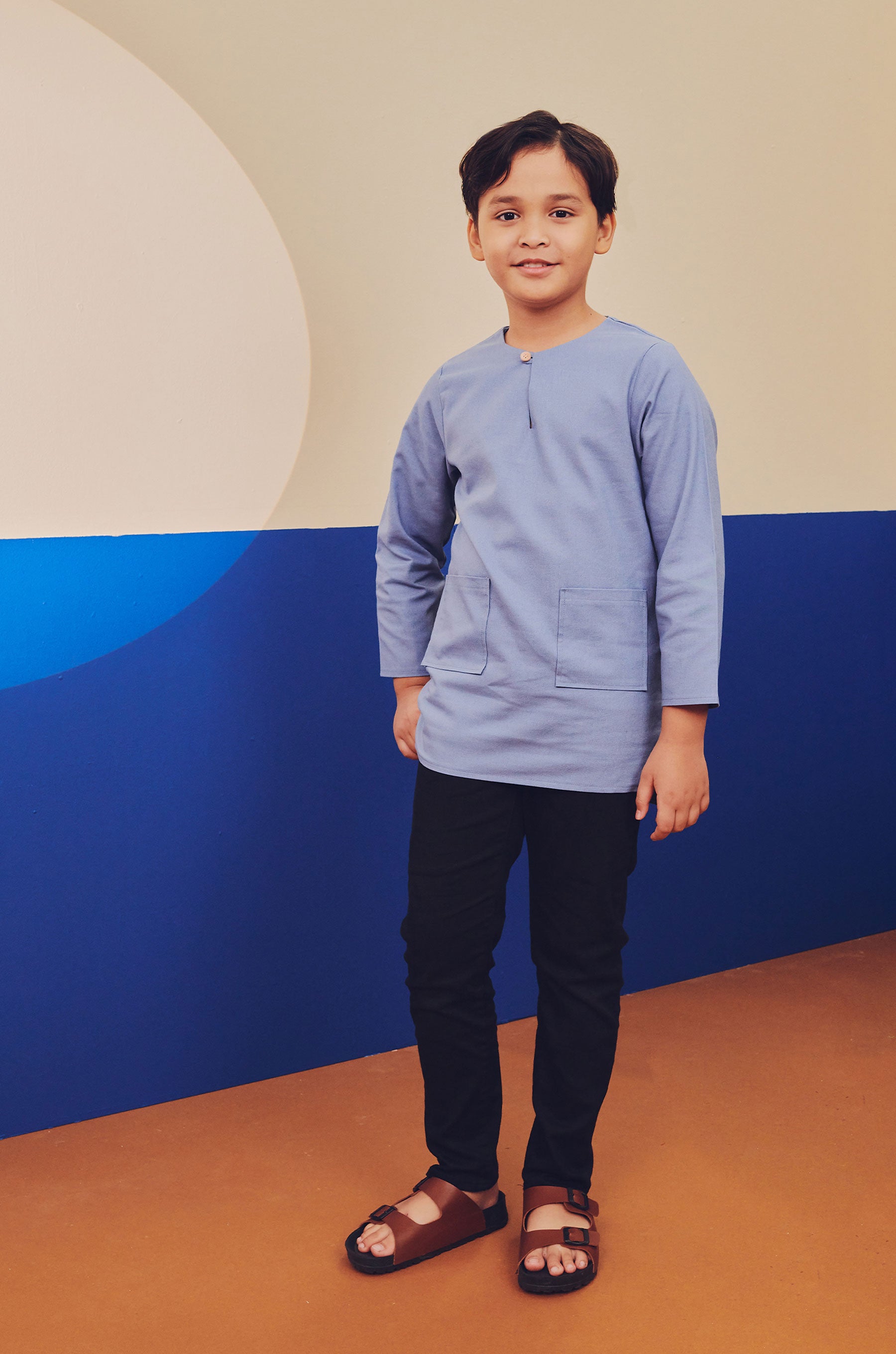 boy kurta top long sleeve button eid kenduri raya event wear