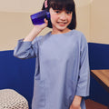 baju raya family sedondon kids girl pair pockets boxy blouse pigeon blue