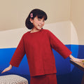 baju raya family sedondon kids girl pair pockets boxy blouse red