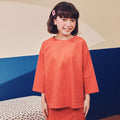 baju raya family sedondon kids girl pair pockets boxy blouse terracotta