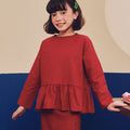 baju raya family sedondon kids girl petit ruffle blouse red