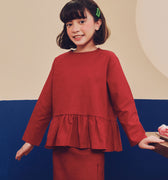 baju raya family sedondon kids girl petit ruffle blouse red