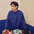 baju raya family sedondon adult men collar shirt royal blue