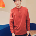 baju raya family sedondon adult men collar shirt terracotta