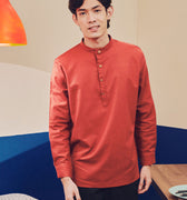 baju raya family sedondon adult men collar shirt terracotta