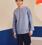 baju raya family sedondon adult men kurta shirt pigeon blue