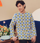 baju raya family sedondon adult men kurta shirt popcorn print