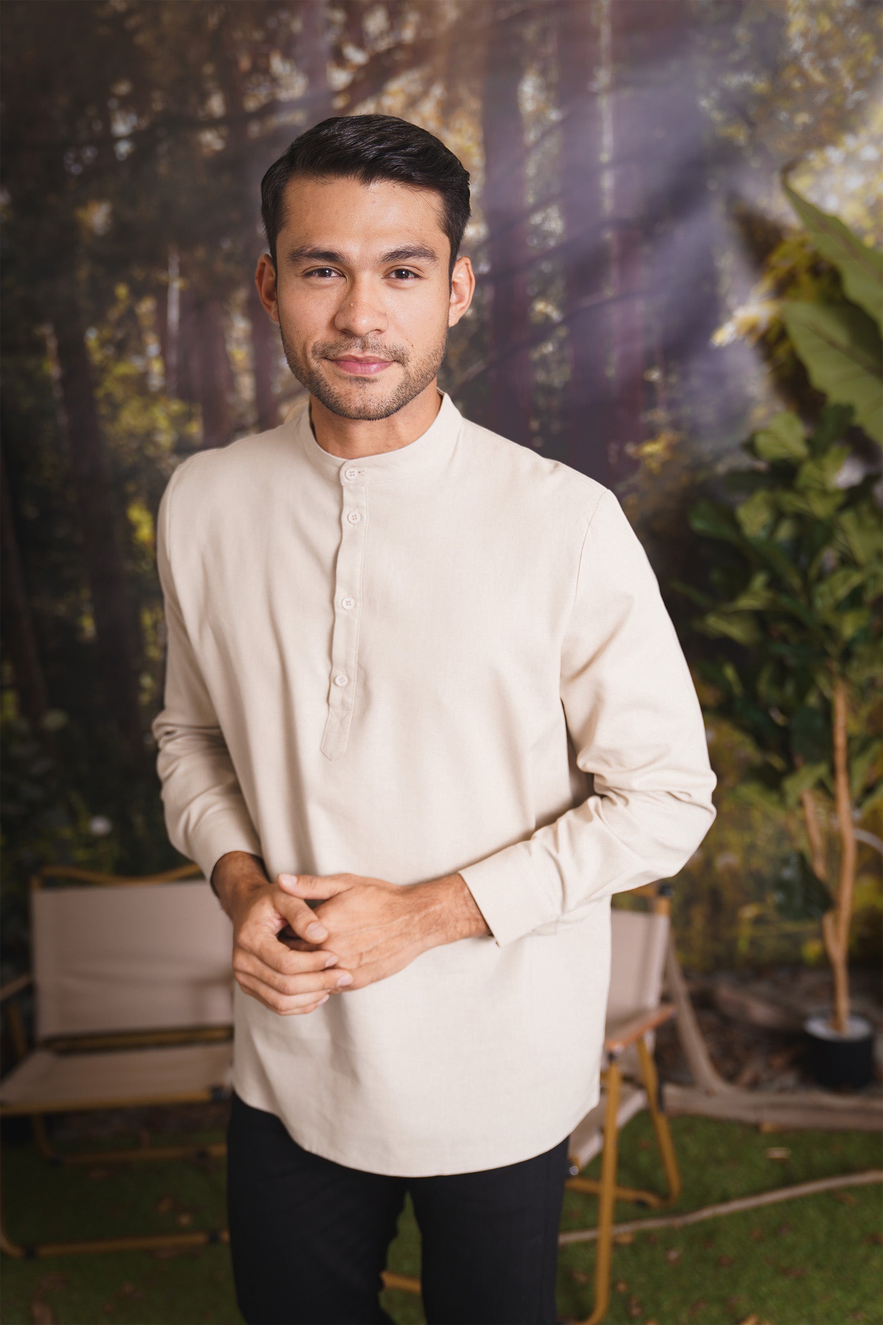 The Rimba Raya Men Collar Kurta Sand