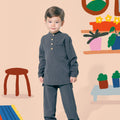 baju raya family sedondon kids boy baju melayu set dark grey 