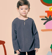 baju raya family sedondon kids boys teluk belanga kurta top dark grey 