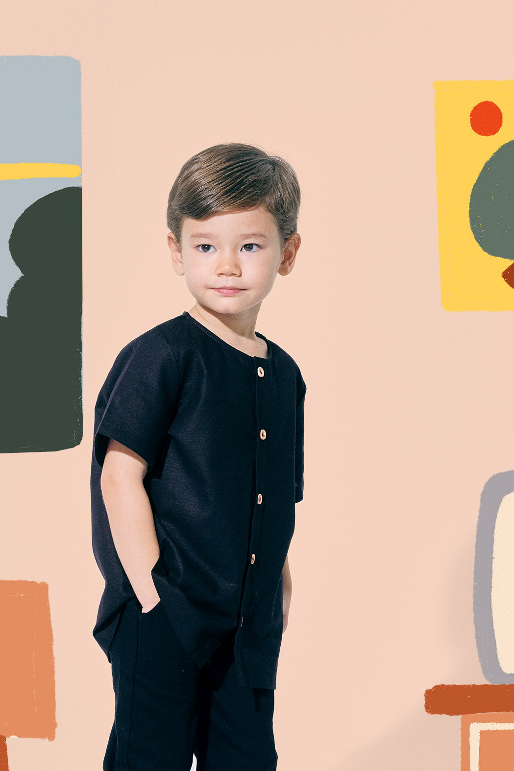  boy short sleeves shirt dark grey boys modern top short sleeve eid raya kenduri event wear