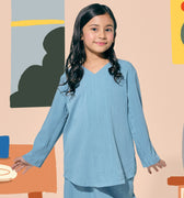 baju raya family sedondon kids girls ruma riang kebaya top blue 