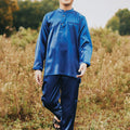 baju raya family sedondon kids boy baju melayu satin royal blue