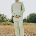 baju raya family sedondon adult men baju melayu matcha green satin