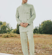 baju raya family sedondon adult men baju melayu matcha green satin