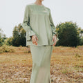  women top ruffle sleeves satin eid raya kenduri event wear 