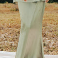 baju raya family sedondon adult woman mermaid skirt matcha green satin