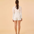 Sheer Top with Wave Print Shorts - Umbi