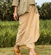 close shot of khaki instant wrap skirt