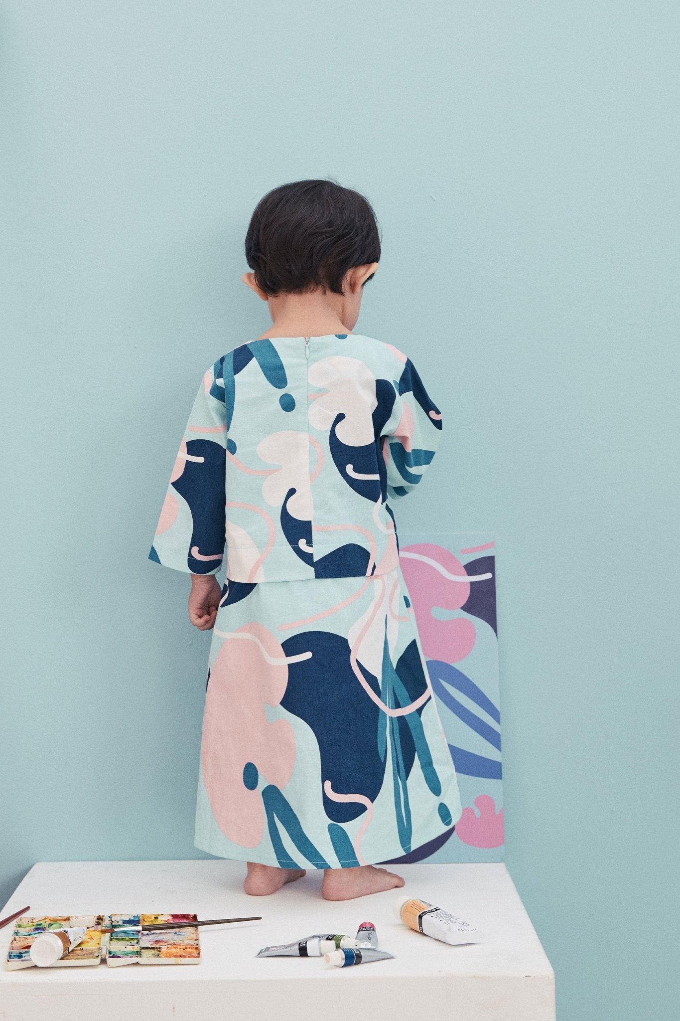 The Arte Baby Baju Kurung Dress Monet Print - Umbi