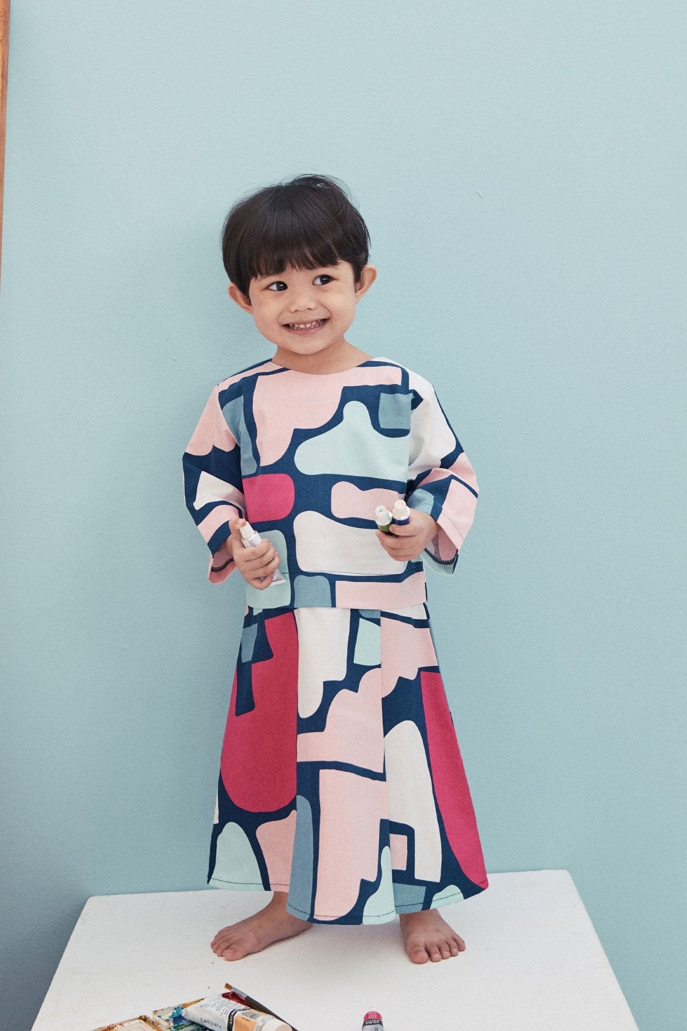 The Arte Baby Baju Kurung Dress Picasso Print - Umbi