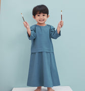 The Arte Baby Baju Kurung Dress Steel Blue - Umbi