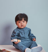 The Arte Baby Baju Melayu Set Steel Blue - Umbi