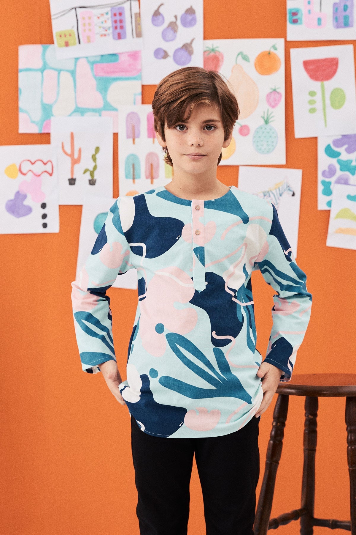 The Arte Boy Kurta Top Monet Print - Umbi