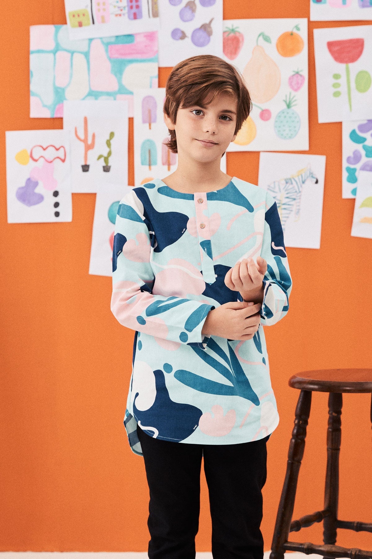The Arte Boy Kurta Top Monet Print - Umbi