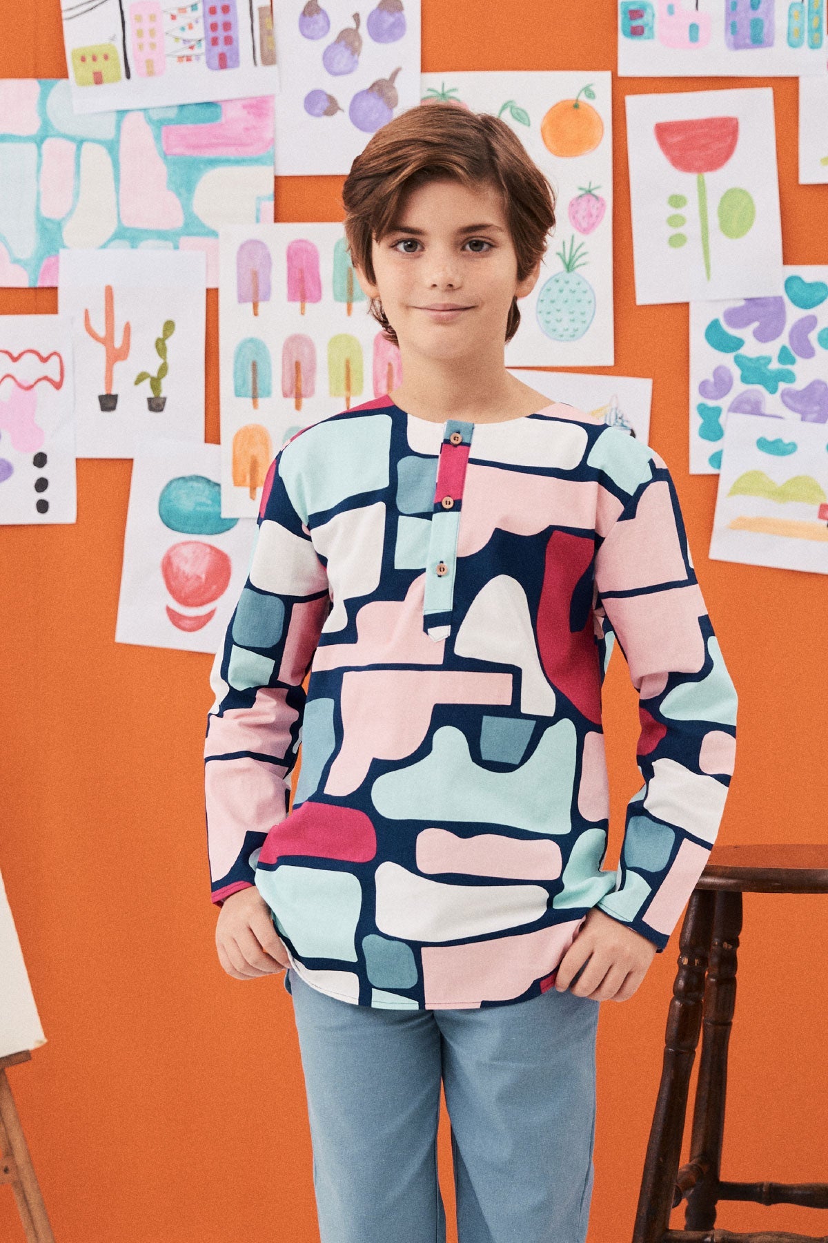 The Arte Boy Kurta Top Picasso Print - Umbi