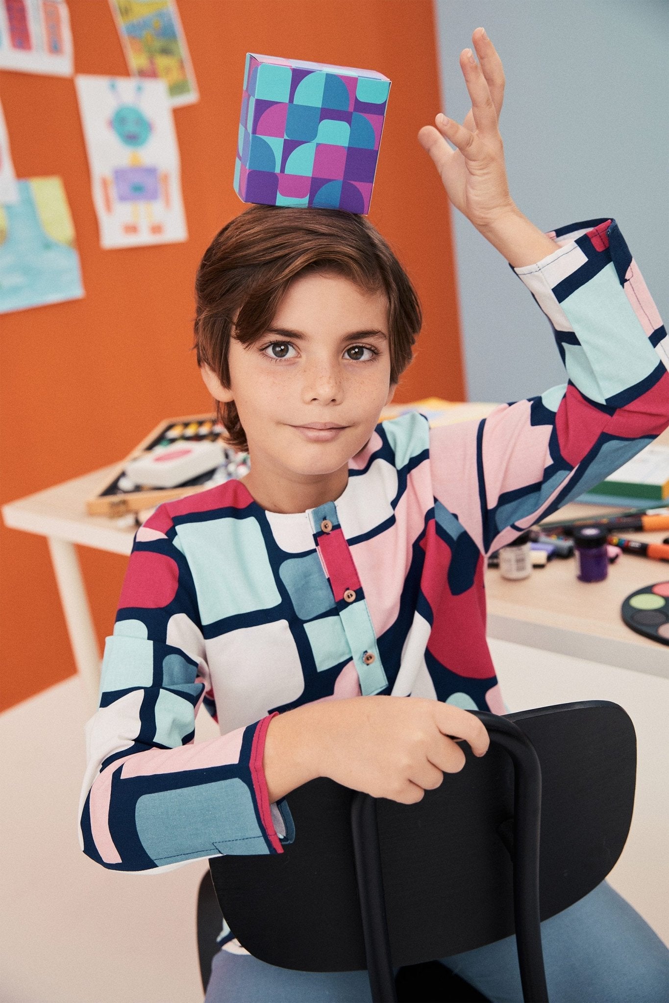 The Arte Boy Kurta Top Picasso Print - Umbi