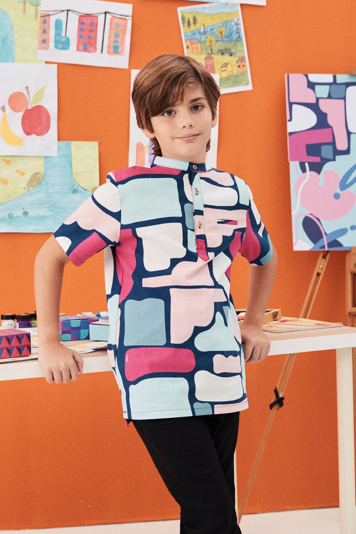 The Arte Boy Short Sleeves Shirt Picasso Print - Umbi