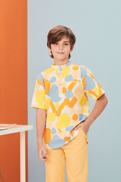 The Arte Boy Short Sleeves Shirt Starry Print
