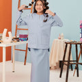 The Arte Girl Baju Kurung Top Stone Blue - Umbi