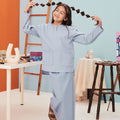 The Arte Girl Baju Kurung Top Stone Blue - Umbi