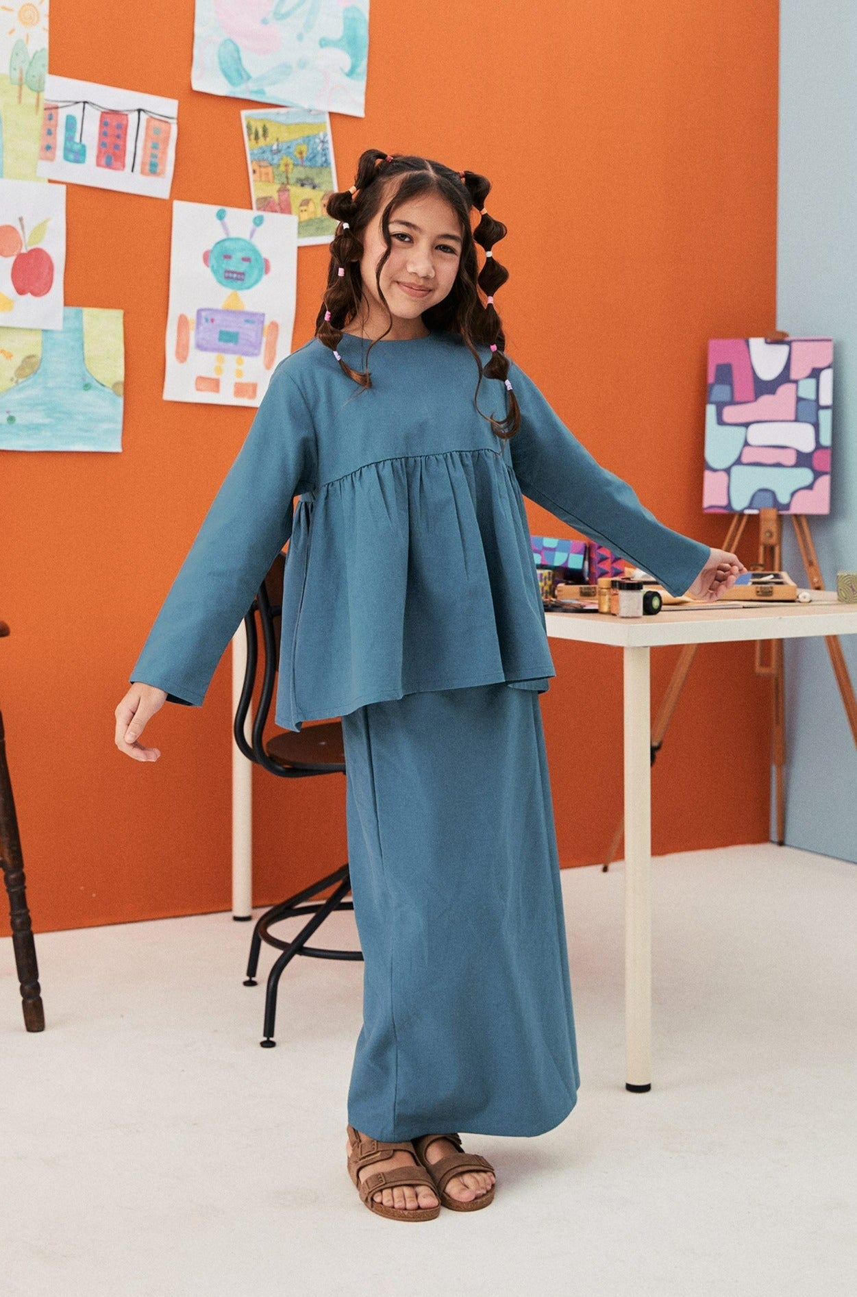 The Arte Girl Ruffle Blouse Steel Blue - Umbi