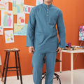 The Arte Men Baju Melayu Set Steel Blue - Umbi
