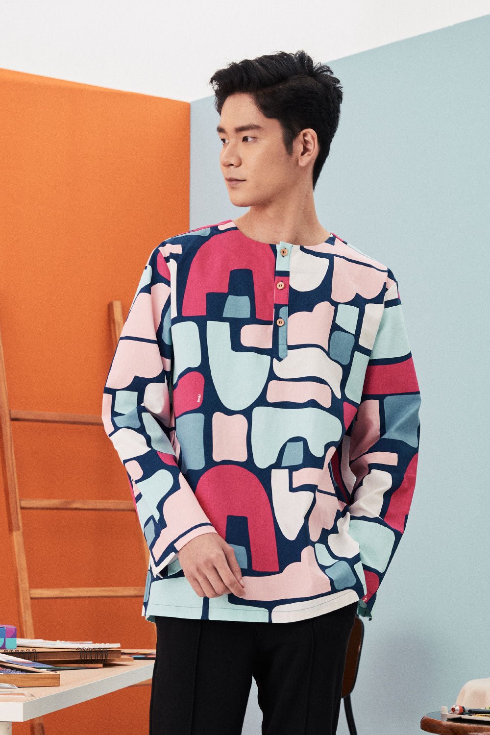 The Arte Men Kurta Top Picasso Print - Umbi